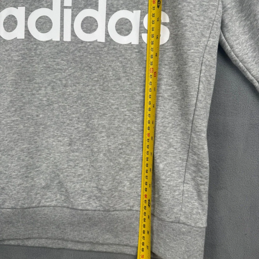 Adidas Mens Small Gray Heather Logo Crewneck‎ Sweatshirt French Terry Pullover